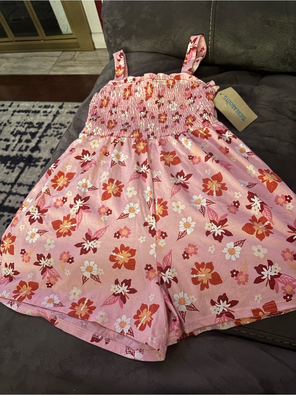 Pink Floral Smocked Girls' Romper - Kids Bottoms